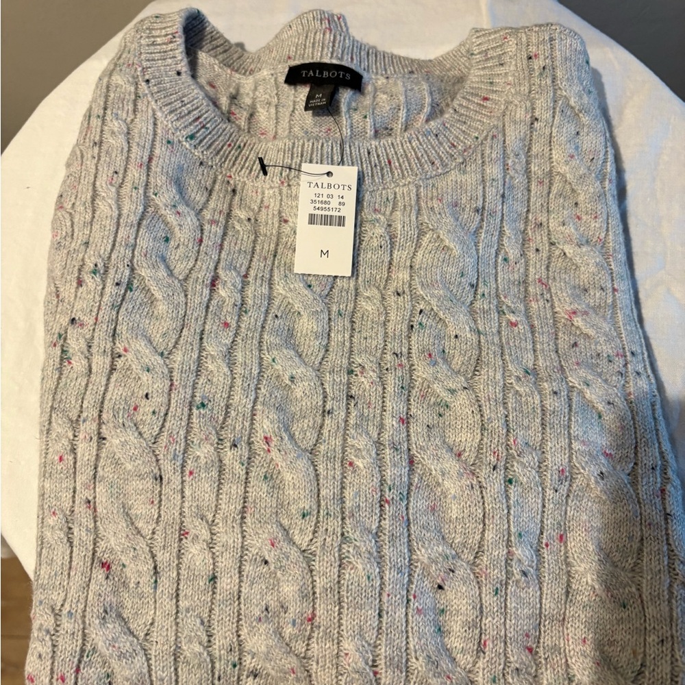 Talbots Gray Cable Knit Sweater